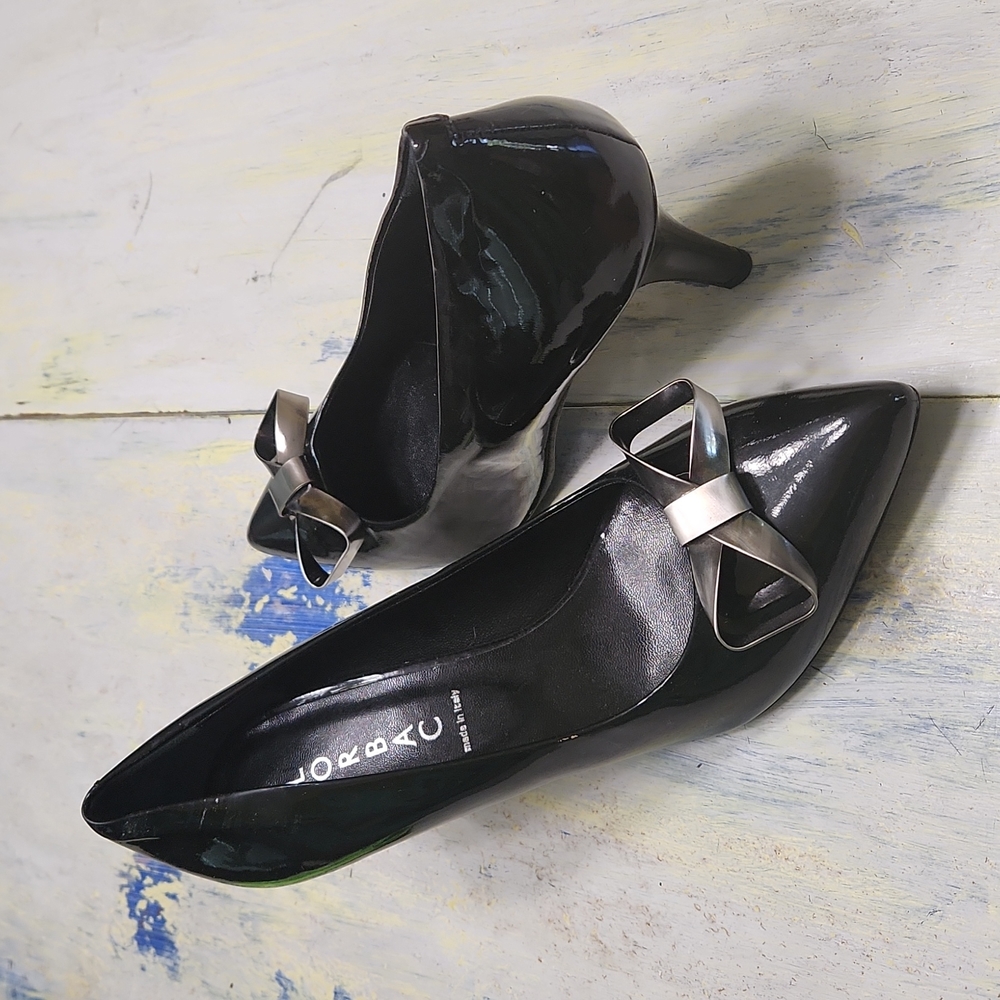 NEW Lorbac Black Patent Leather Heels EUR Sz 39.5